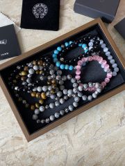 Obsidian Turquoise Cross Beaded Bracelet 7 colors
