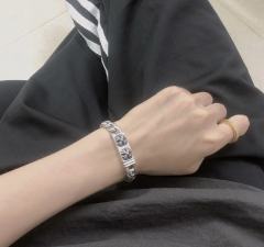 Double Cross Pin Smooth Cuban Bracelet