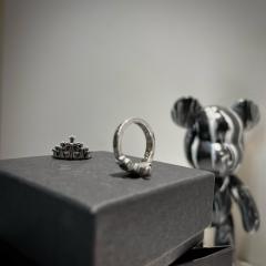 1:1 quality version pure silver-Crown Cross ring