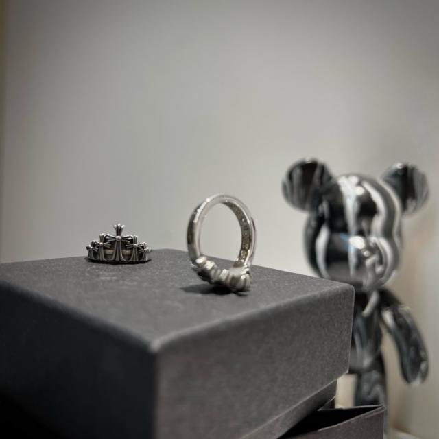 1:1 quality version pure silver-Crown Cross ring