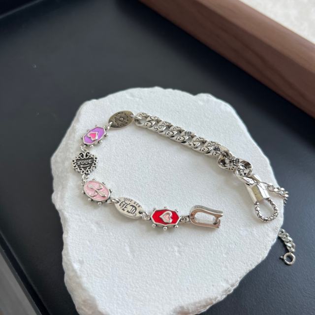 Enameled Reversible Silver Bracelet