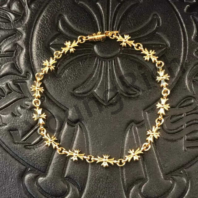 1:1 quality version Sterling Silver Gold Plated Cross Bracelet