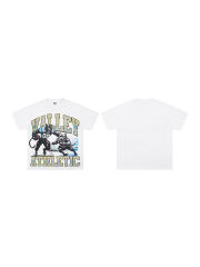 Vale Forever Diamond Encrusted Monogrammed Cat & Dog Battle Print Washed Version Tee