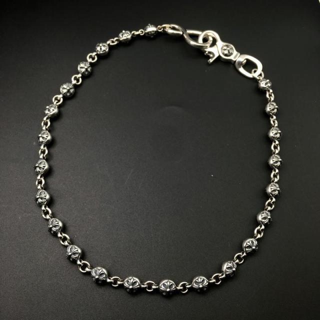 Pure Silver Crossed Flower Ball Buckle Waist Pants Chain