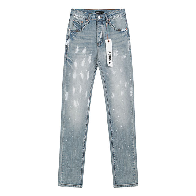 Purple White Paint Splattered Jeans