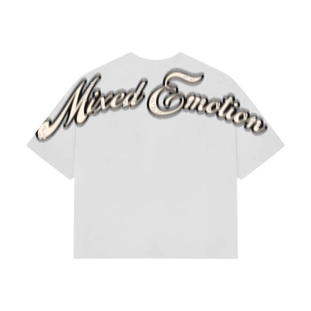 Mixed Emotion Pearl Embellished Letter Clash Cherub Print Tee 2 colors