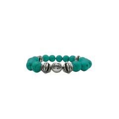 Natural turquoise silver bead bracelet