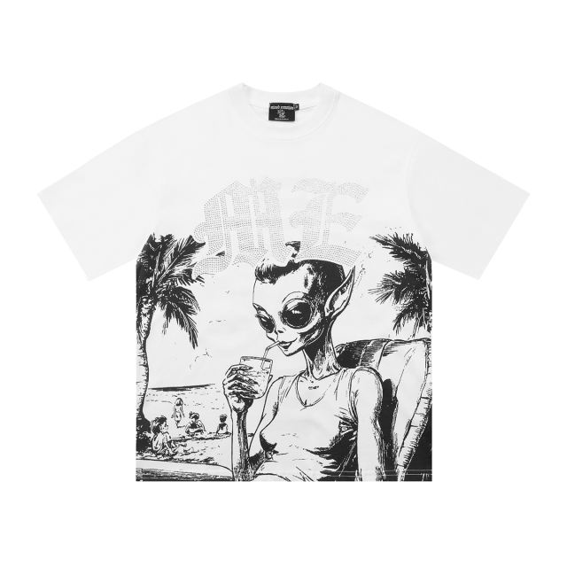 28214436 Alien Seaside Vacation Rhinestone Print Tee 2 colors