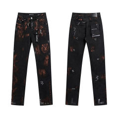 28216335 Red Graffiti Slim-fit Ankle-length Jeans