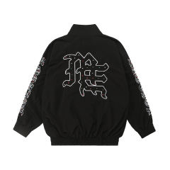 28216326 Embroidered Logo Colorful Rhinestone  Nylon Jacket & Pants Set