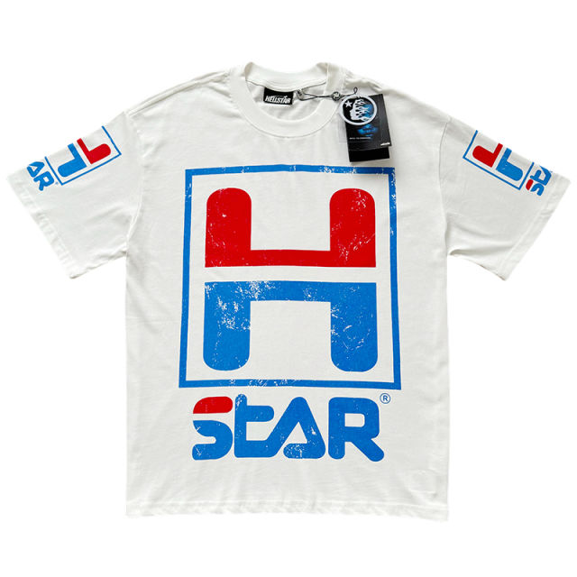 28218889 Red and Blue Letter Logo Print Tee