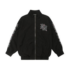 28216326 Embroidered Logo Colorful Rhinestone  Nylon Jacket & Pants Set