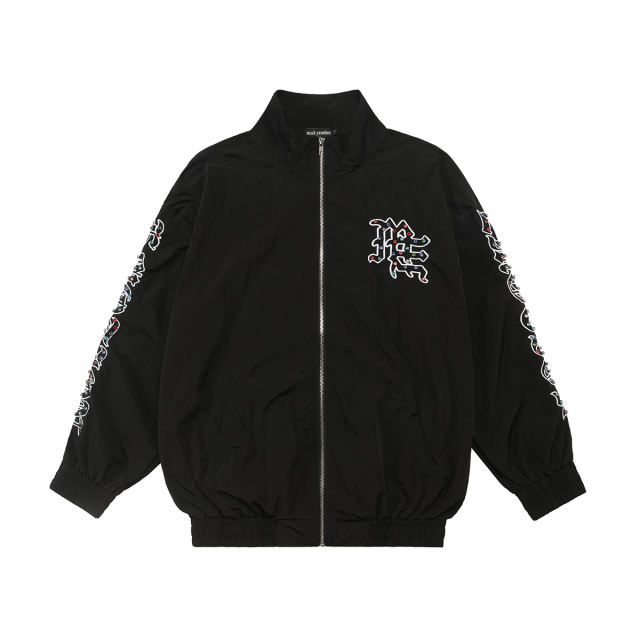 28216326 Embroidered Logo Colorful Rhinestone  Nylon Jacket & Pants Set