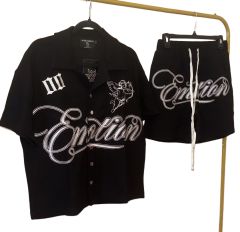 28206908 Embroidered Logo Waffle Shirt & Shorts Set