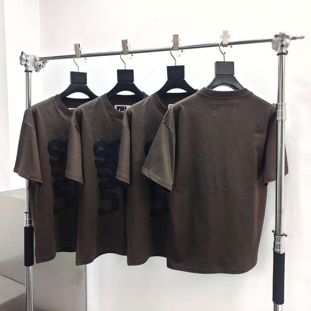 1:1 quality version 28219053 Black Spot Letter Brown Printed Tee