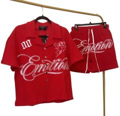 28206908 Embroidered Logo Waffle Shirt & Shorts Set