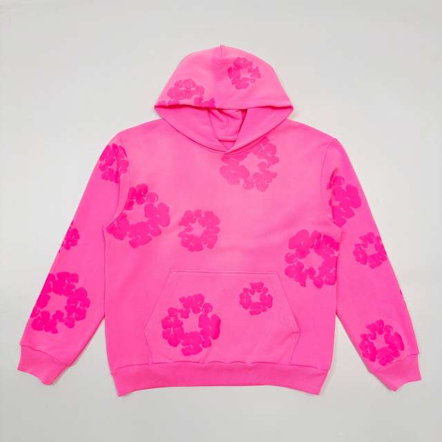1:1 quality version 28219070 Kapok Fluorescence Powder Printed Hoodie & Short Set