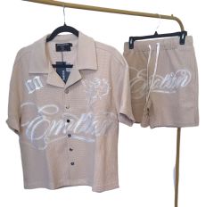 28206908 Embroidered Logo Waffle Shirt & Shorts Set