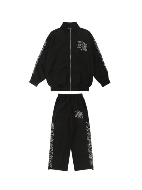 28216326 Embroidered Logo Colorful Rhinestone  Nylon Jacket & Pants Set