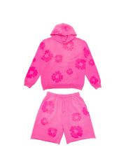 1:1 quality version 28219070 Kapok Fluorescence Powder Printed Hoodie & Short Set