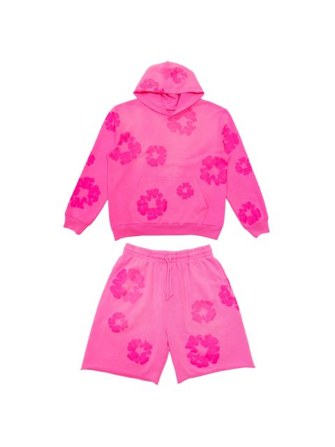 1:1 quality version 28219070 Kapok Fluorescence Powder Printed Hoodie & Short Set