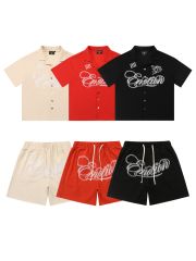 28206908 Embroidered Logo Waffle Shirt & Shorts Set