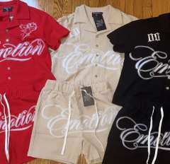 28206908 Embroidered Logo Waffle Shirt & Shorts Set