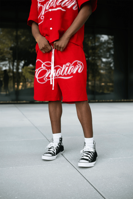 28206908 Embroidered Logo Waffle Shirt & Shorts Set