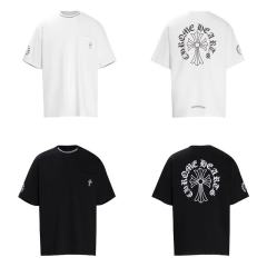 Chr0me Hearts Distressed Cross T-Shirts No Pocket (Black/White)