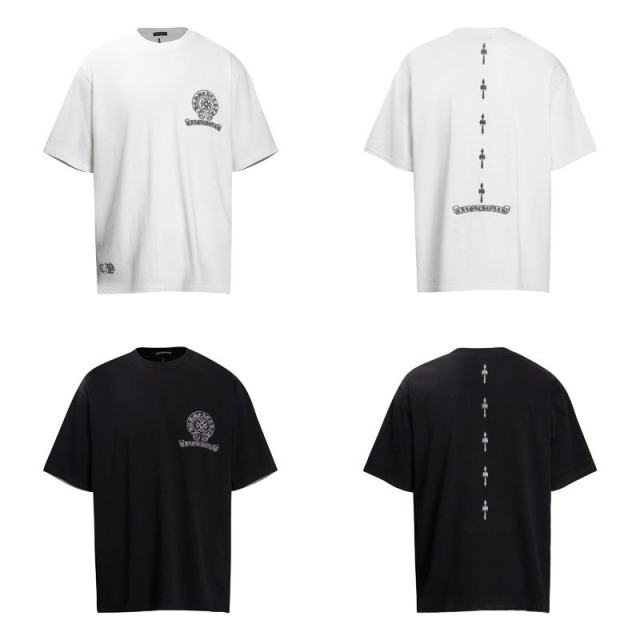 Chr0me Hearts Distressed Cross T-Shirts (Black/White)