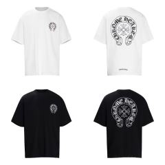 Chr0me Hearts Distressed Cross T-Shirts No Pocket (Black/White)