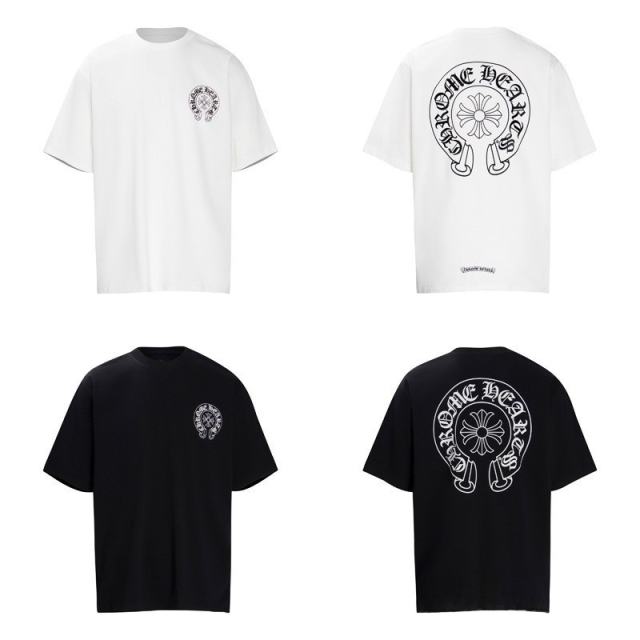 Chr0me Hearts Distressed Cross T-Shirts No Pocket (Black/White)