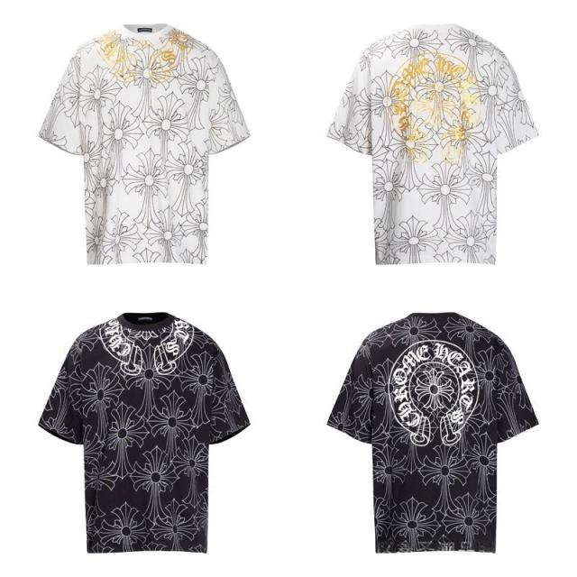 Chr0me Hearts Distressed Cross T-Shirts (Black/White)