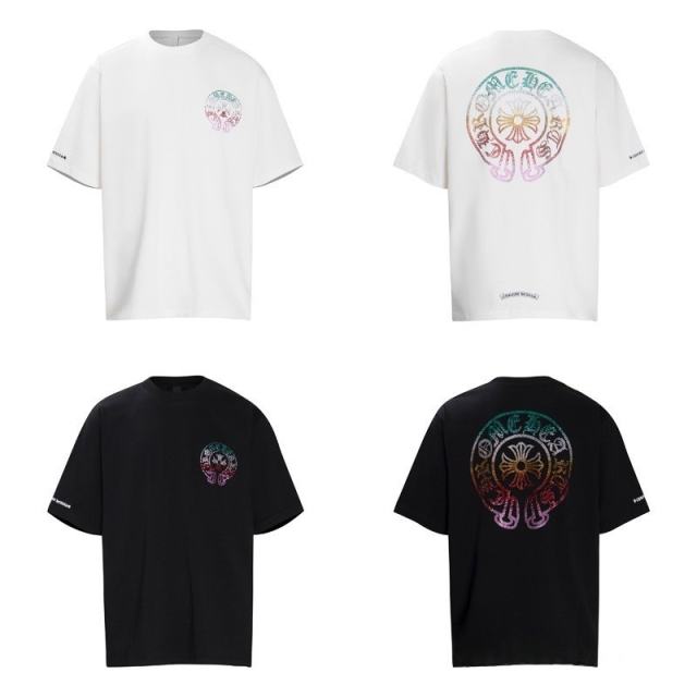 Chr0me Hearts Distressed Cross T-Shirts No Pocket (Black/White)