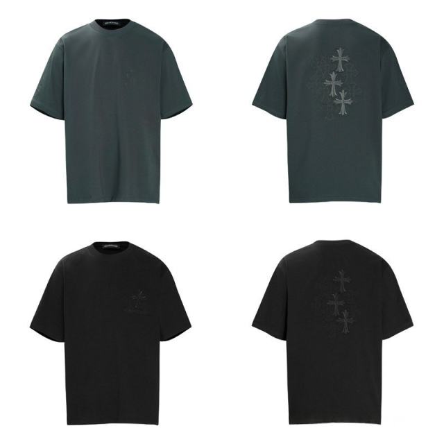 Chr0me Hearts Distressed Cross T-Shirts (Black/Gray)