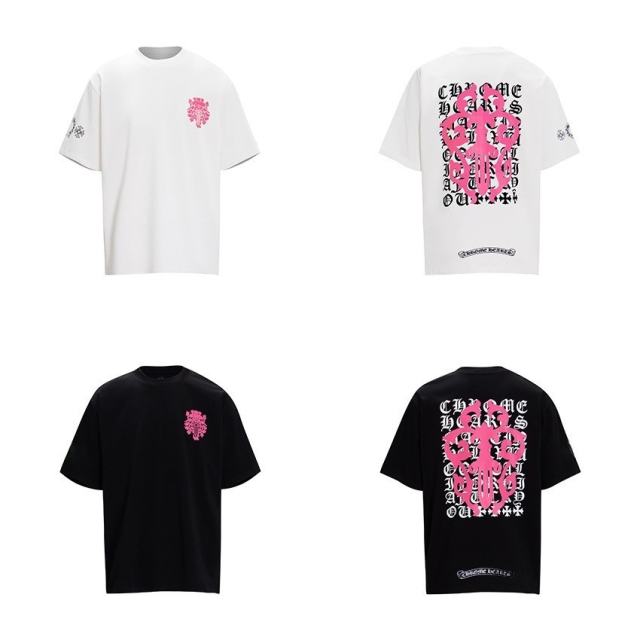Chr0me Hearts Distressed Cross T-Shirts No Pocket (Black/White)