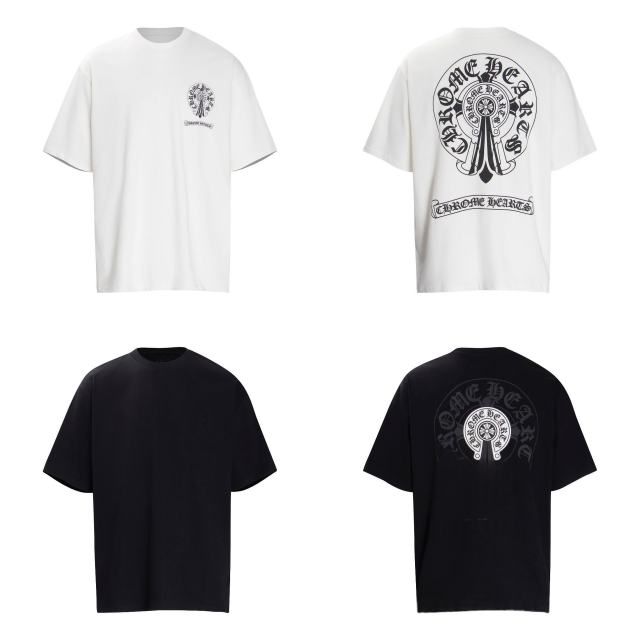 Chr0me Hearts Distressed Cross T-Shirts (Black/White)