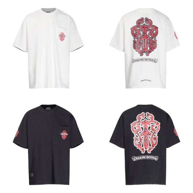 Chr0me Hearts Distressed Cross T-Shirts (Black/White)