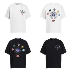 Chr0me Hearts Distressed Cross T-Shirts (Black/White)