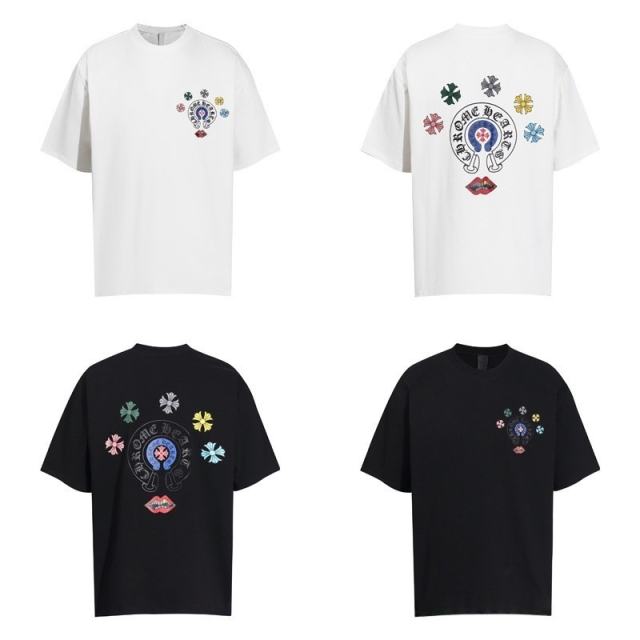 Chr0me Hearts Distressed Cross T-Shirts (Black/White)