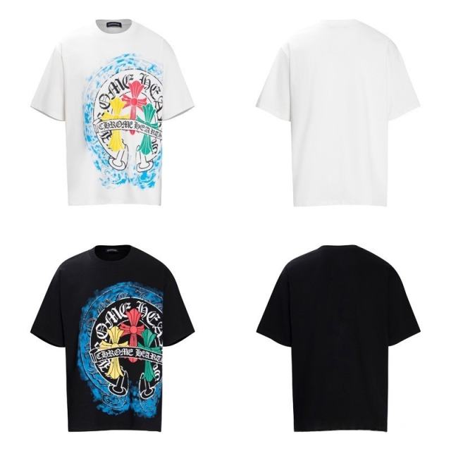 Chr0me Hearts Distressed Cross T-Shirts (Black/White)