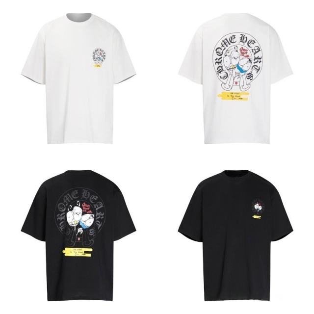 Chr0me Hearts Distressed Cross T-Shirts (Black/White)