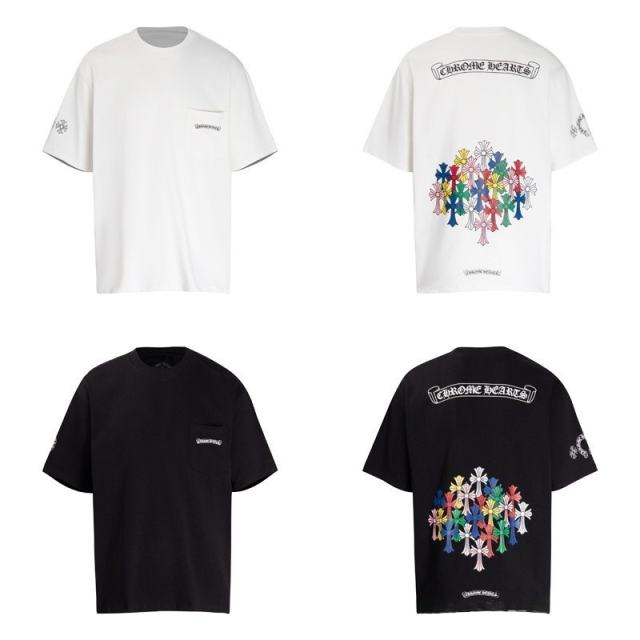 Chr0me Hearts Distressed Cross T-Shirts (Black/White)