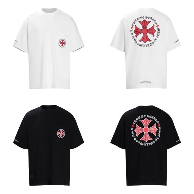 Chr0me Hearts Distressed Cross T-Shirts (Black/White)