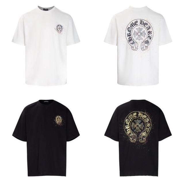 Chr0me Hearts Distressed Cross T-Shirts (Black/White)
