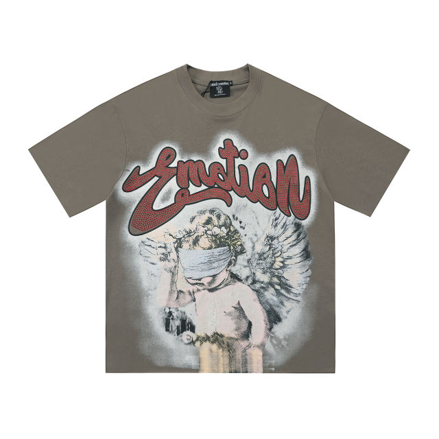 Mixed Emotion Red Diamond Letter Masked Angel Print Tee