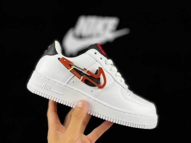 AIR FΟRCE 1 Low White/Black/Red Hiking Buckle