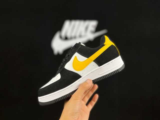 AIR FΟRCE 1 Low Black/White/Yellow Swoosh