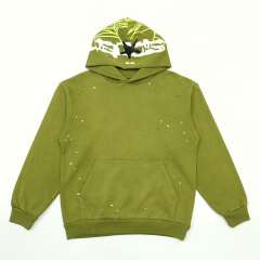 1:1 quality version Hood Spiderweb Print Washed Version Hoodie & Pants Set 2 colors