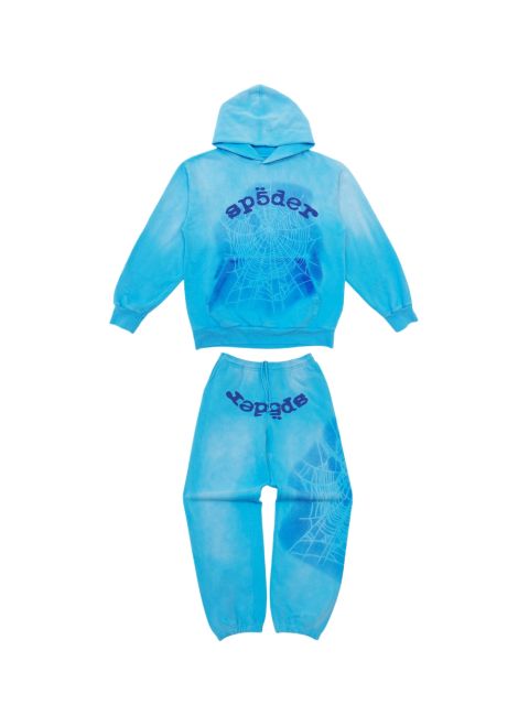 1:1 quality version Shadow Spiderweb Print Hoodie & Pants Set